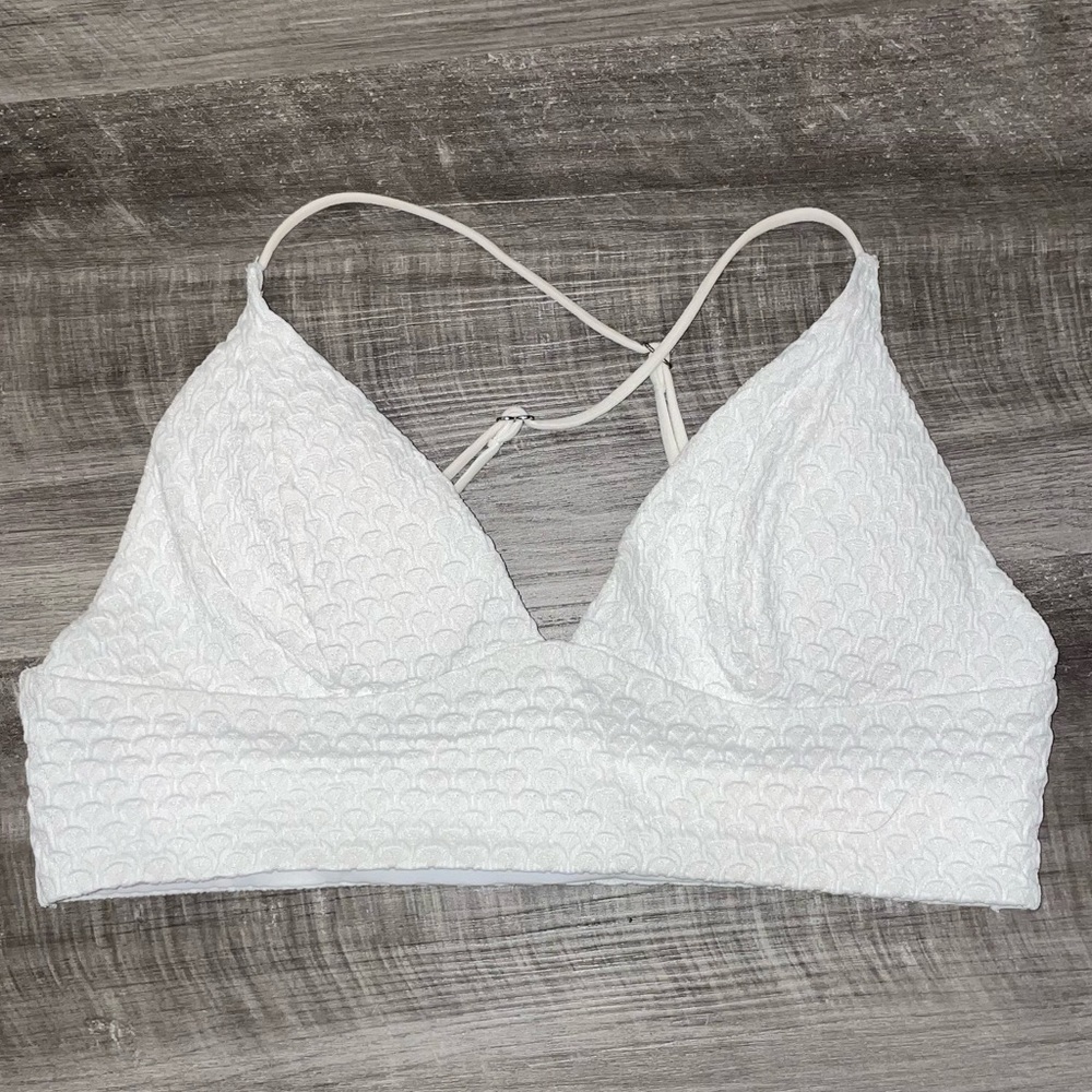 H&M white waffle swim / crop top - size 8